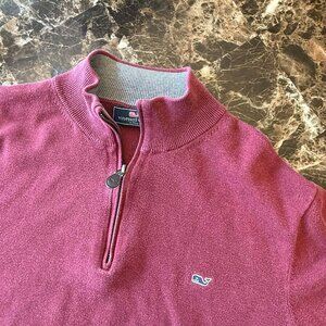 Vineyard Vines 1/4 Zip Sweater L Red Preppy Coastal Clean Luxury 3251